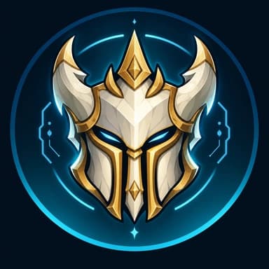 MelusDev emblem: gold and ivory helmet with cyan eyes