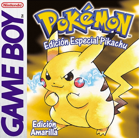 Portada española de Pokémon Amarillo para Game Boy, con Pikachu y el texto Edición Especial Pikachu